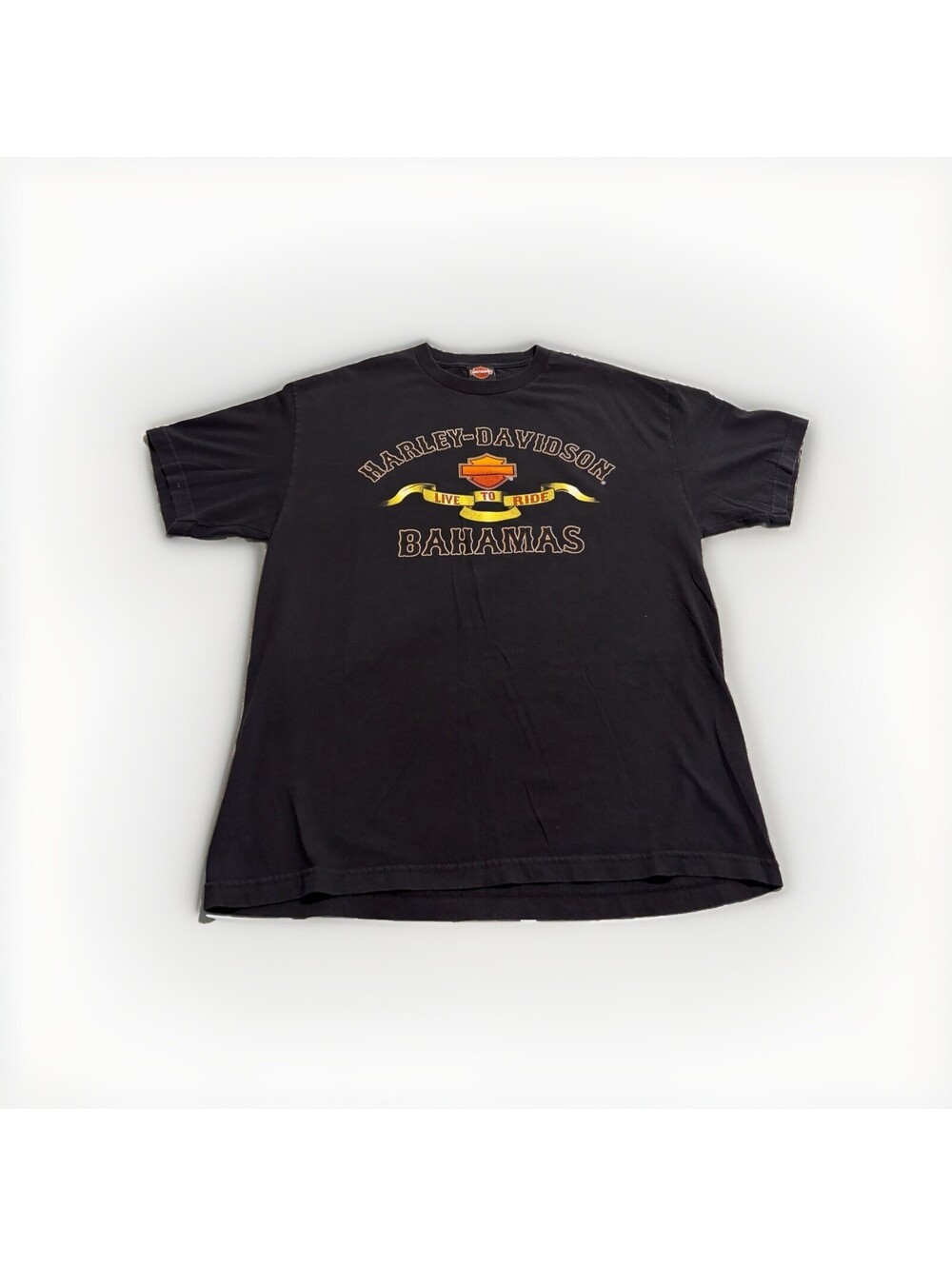 Vintage Harley Davidson Black Short Sleeve T-shirt Size XL Bahamas Love To Ride